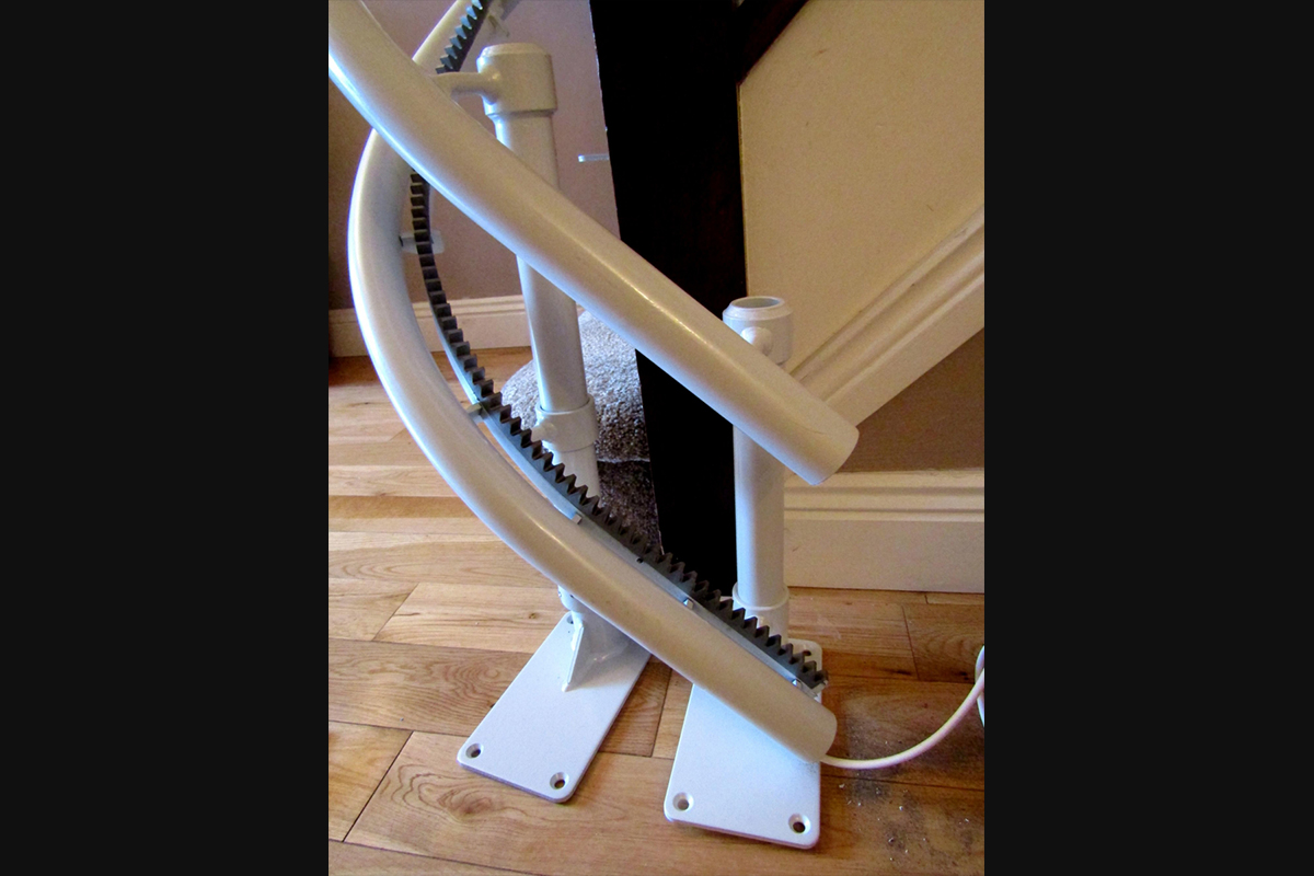 Closeup view of new stairlift for a Dublin home