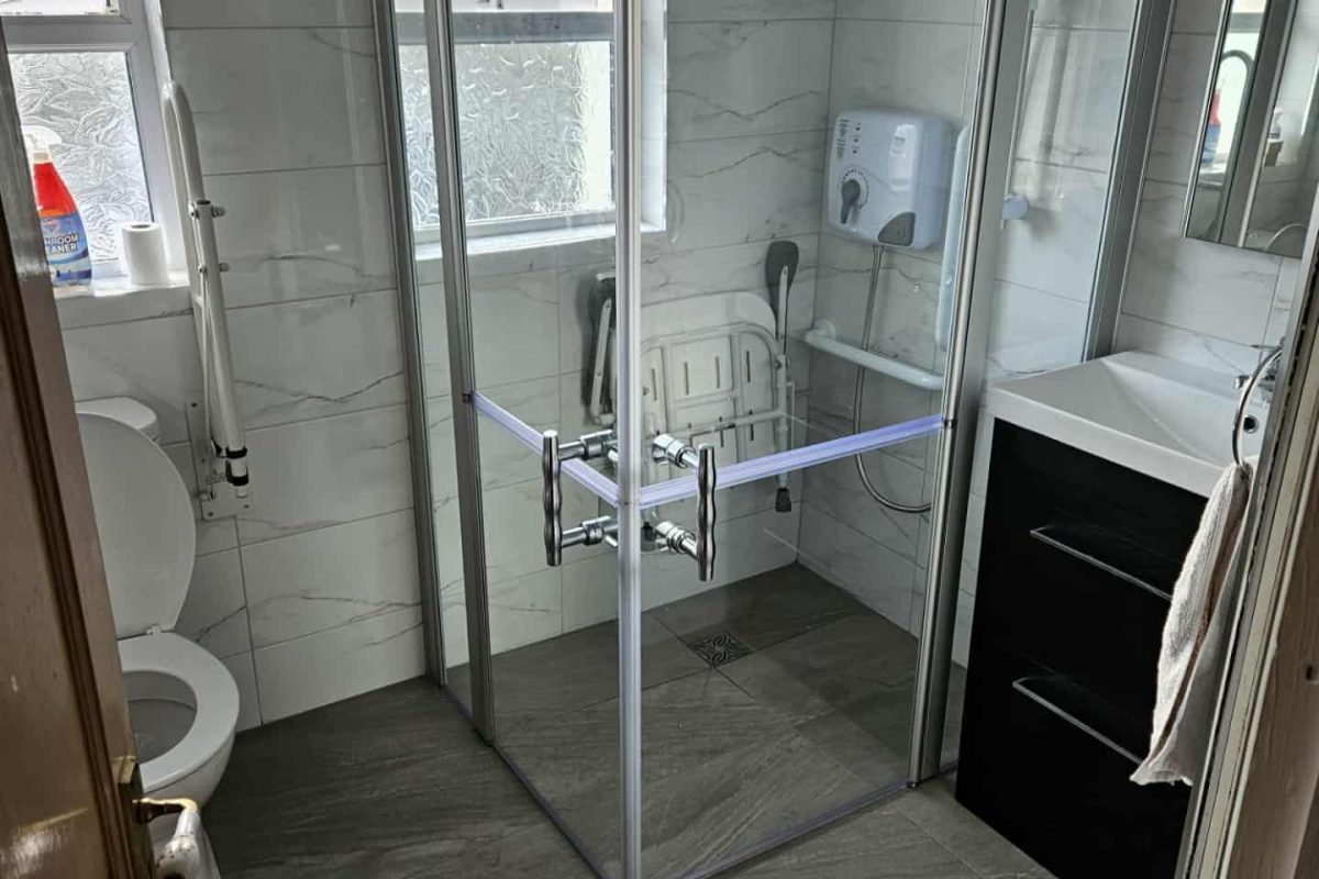 Newly installed level access shower & toilet aids in Bray, North Wicklow
