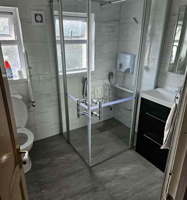 Newly installed level access shower & toilet aids in Bray, North Wicklow