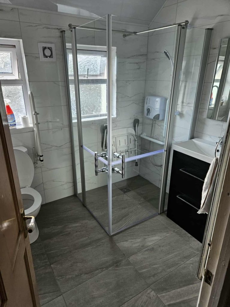 Newly installed level access shower & toilet aids in Bray, North Wicklow