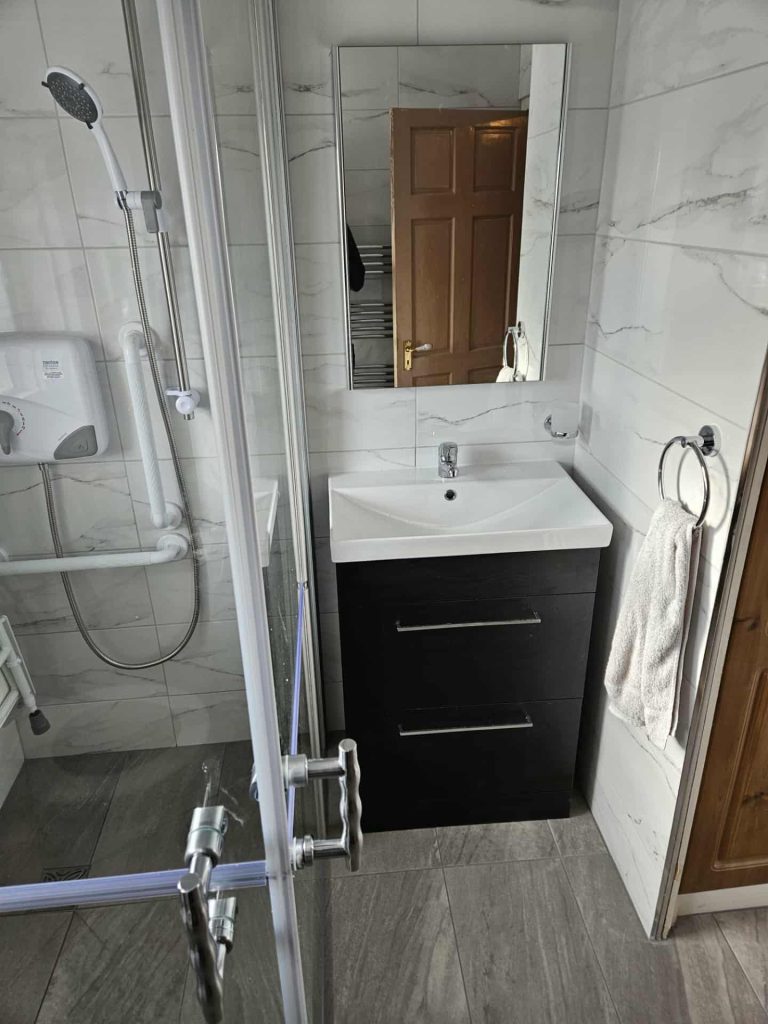 Newly installed level access shower & toilet aids in Bray, North Wicklow