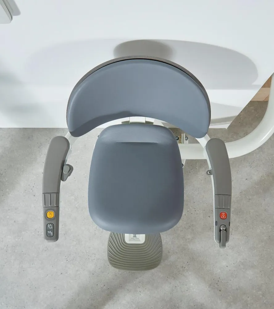 Flow X stairlift armrests with integrated buttons and joystick
