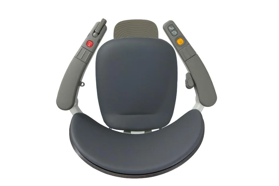 Flow X stairlift seat seen from above with both armrests lowered