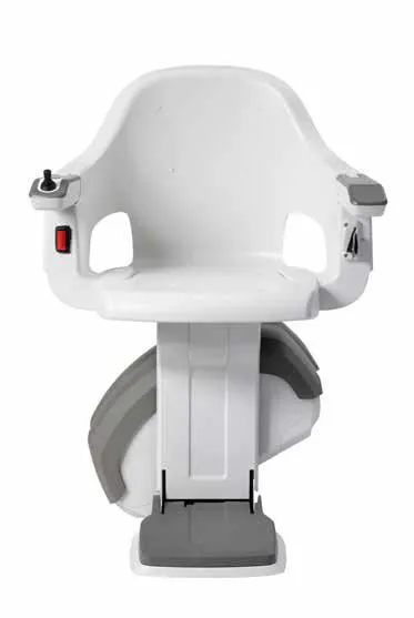 HomeGlide Outdoor straight stairlift with white weatherproof chair